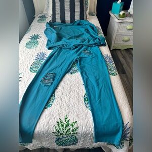 Bella AmoreTeal Distressed Lounge Set L/XL
